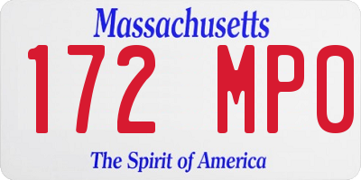MA license plate 172MP0