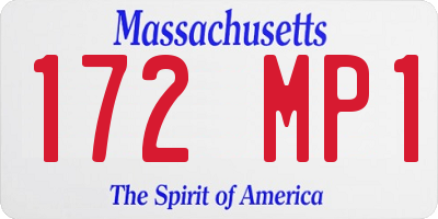 MA license plate 172MP1