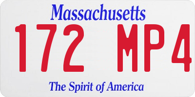 MA license plate 172MP4
