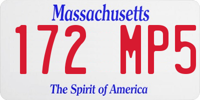 MA license plate 172MP5