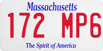 MA license plate 172MP6