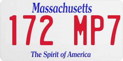 MA license plate 172MP7