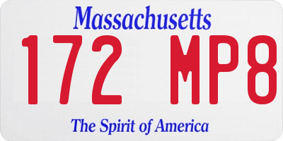MA license plate 172MP8