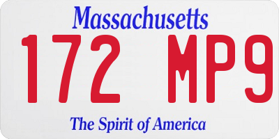MA license plate 172MP9