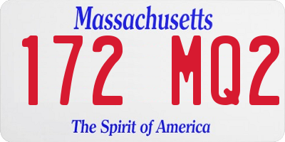 MA license plate 172MQ2