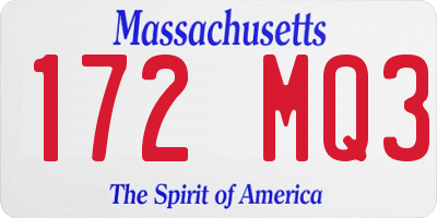 MA license plate 172MQ3