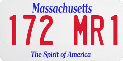 MA license plate 172MR1