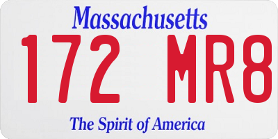 MA license plate 172MR8