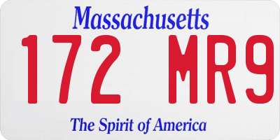 MA license plate 172MR9