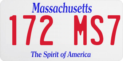 MA license plate 172MS7