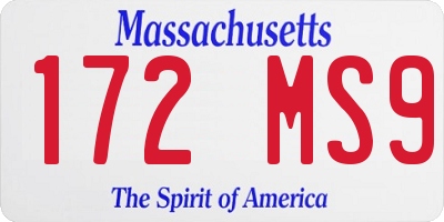 MA license plate 172MS9