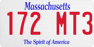 MA license plate 172MT3