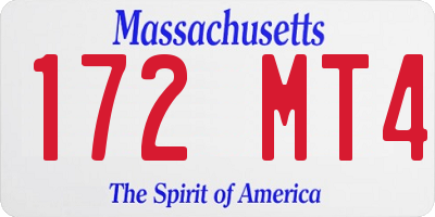 MA license plate 172MT4