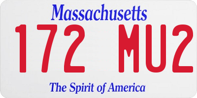 MA license plate 172MU2