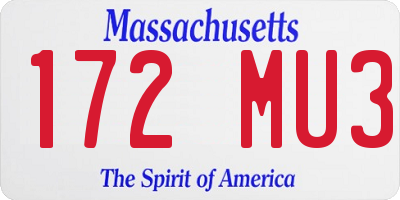 MA license plate 172MU3