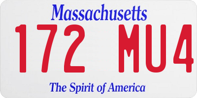 MA license plate 172MU4