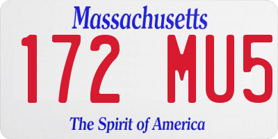 MA license plate 172MU5