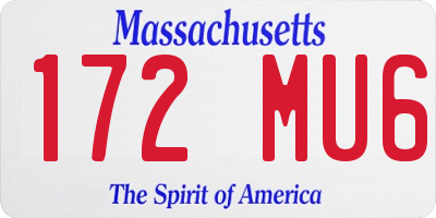 MA license plate 172MU6