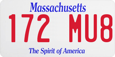 MA license plate 172MU8