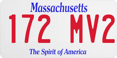 MA license plate 172MV2