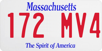 MA license plate 172MV4