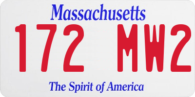 MA license plate 172MW2