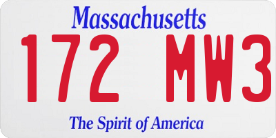 MA license plate 172MW3