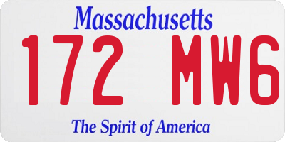 MA license plate 172MW6