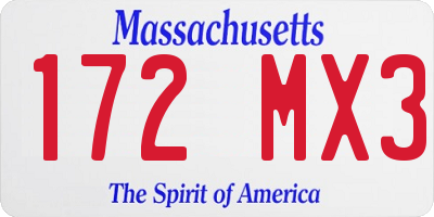 MA license plate 172MX3