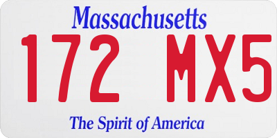 MA license plate 172MX5