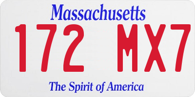 MA license plate 172MX7