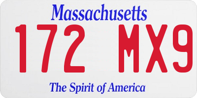 MA license plate 172MX9