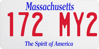 MA license plate 172MY2