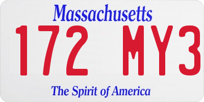 MA license plate 172MY3