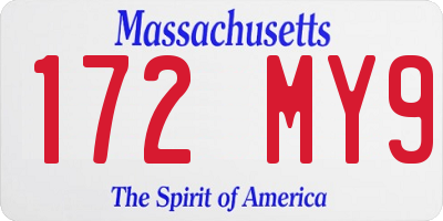 MA license plate 172MY9