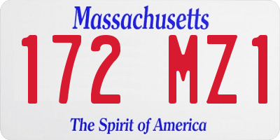 MA license plate 172MZ1