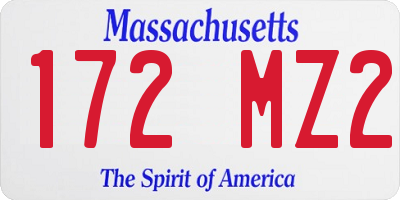 MA license plate 172MZ2