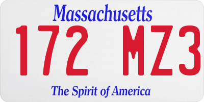 MA license plate 172MZ3