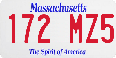 MA license plate 172MZ5