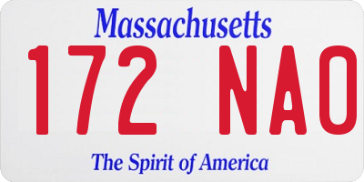 MA license plate 172NA0