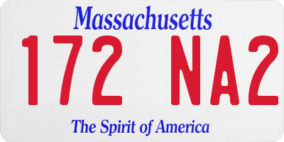 MA license plate 172NA2
