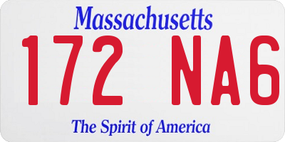 MA license plate 172NA6