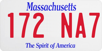 MA license plate 172NA7