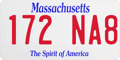 MA license plate 172NA8