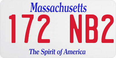 MA license plate 172NB2
