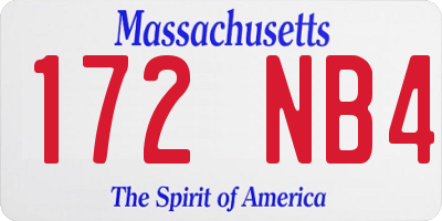 MA license plate 172NB4