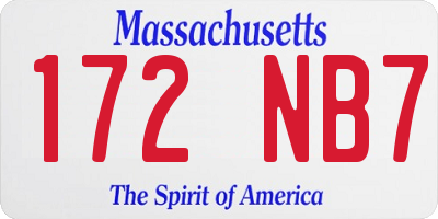 MA license plate 172NB7