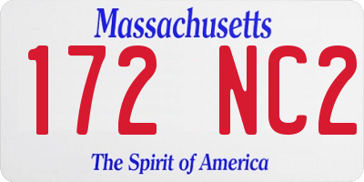 MA license plate 172NC2