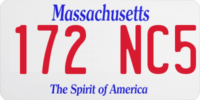 MA license plate 172NC5