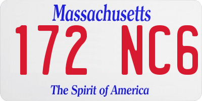 MA license plate 172NC6